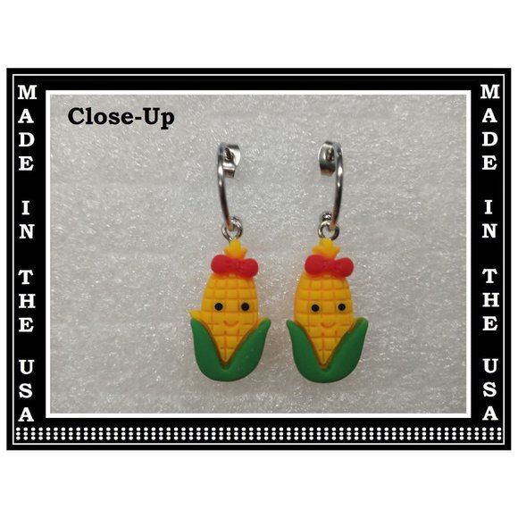 NEW Veggie Interchangeable Food Charm Earrings 5 Pairs in Set Stainless Steel - Picture 3 of 6